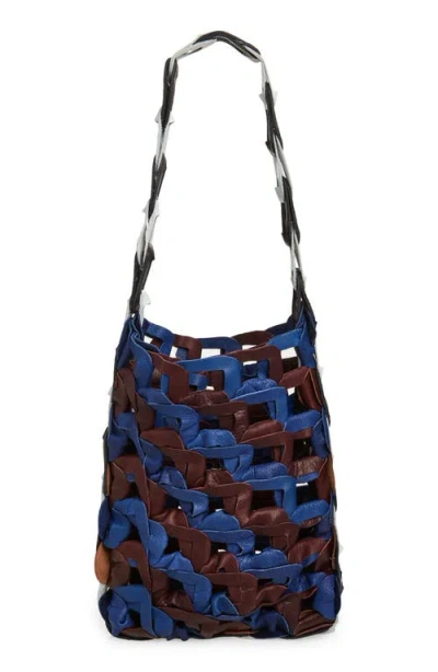 Sc103 Medium Links Leather Tote In Blue