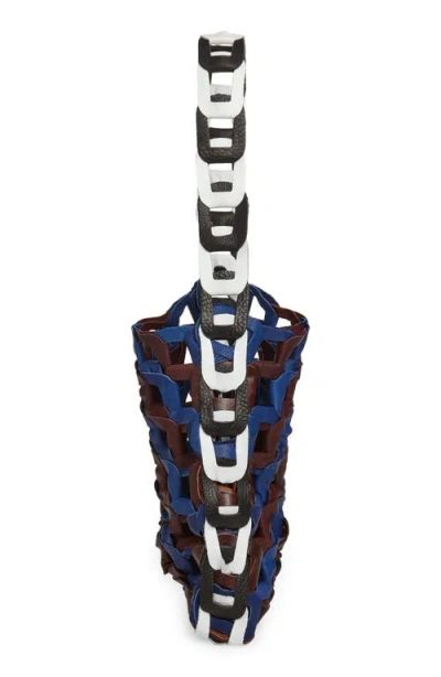 Sc103 Medium Links Leather Tote In Blue