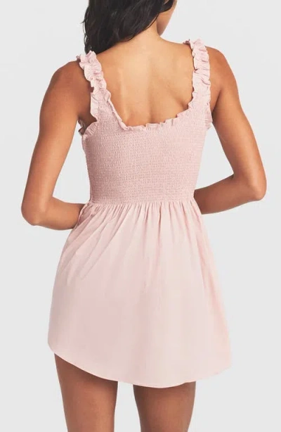 Skims Poplin Apparel Smocked Minidress In Pink