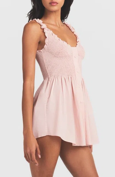 Skims Poplin Apparel Smocked Minidress In Pink