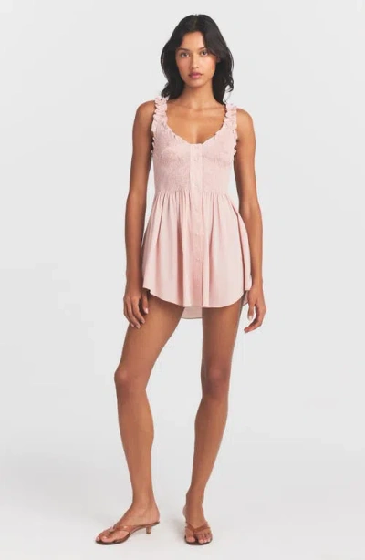 Skims Poplin Apparel Smocked Minidress In Pink