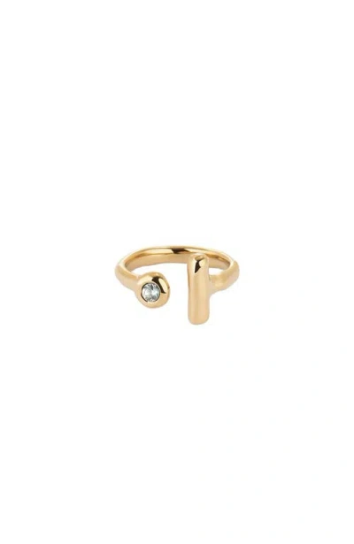 Unode50 Ring Of Metal Alloy Plated In Gold 18k With White Topaz