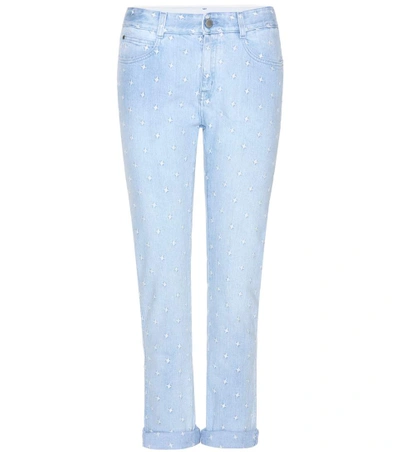 Shop Stella Mccartney Embroidered Jeans In Blue