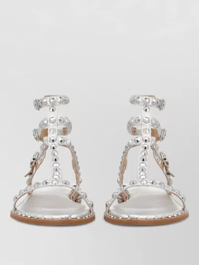 Ash Studded Flat Sandals Open Toe Ankle Strap In Multi