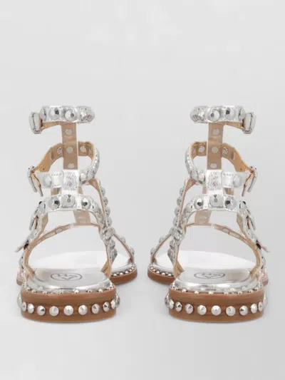 Ash Studded Flat Sandals Open Toe Ankle Strap In Multi