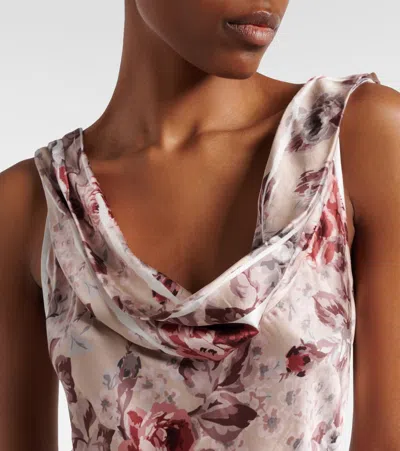 Acne Studios Womens Multi Beige Dotti Floral-print Satin Midi Dress In Multi