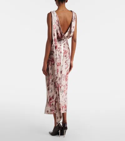 Acne Studios Womens Multi Beige Dotti Floral-print Satin Midi Dress In Multi