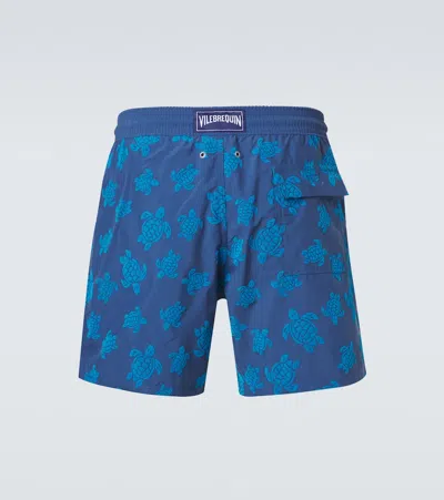 Vilebrequin Moorea Straight-leg Mid-length Printed Recycled Swim Shorts In Blue