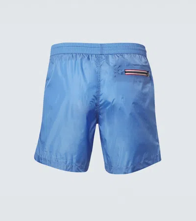 Moncler Logo Patch Drawstring Swimsuit In Blue