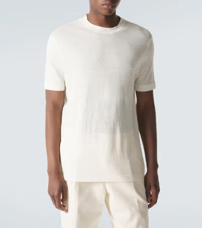 Thom Sweeney Linen-blend T-shirt In Neutral