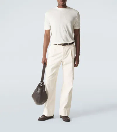Thom Sweeney Linen-blend T-shirt In Neutral