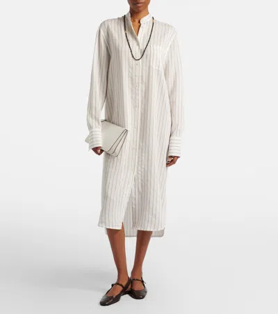 Totême Cotton Silk Summer Tunic Dress In White