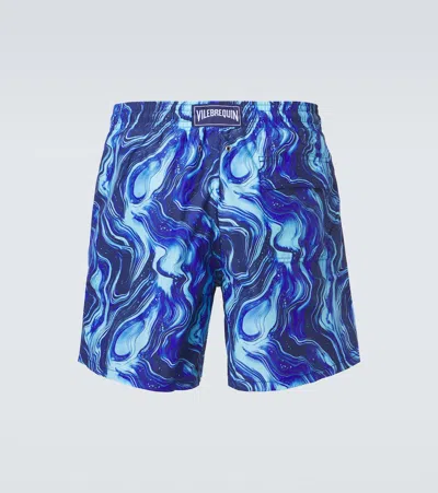 Vilebrequin Drawstring Patterned Swim Shorts In Blue