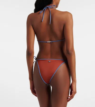 Prada Logo Triangle Bikini Top In Red