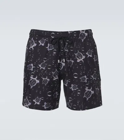 Vilebrequin Men Micro-perforated Ultra-light And Packable Swim Shorts Bubble Turtles 3d In Black