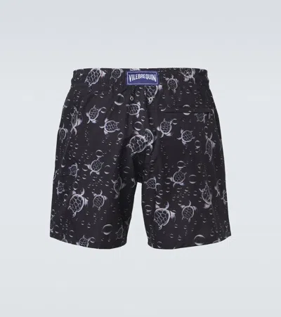 Vilebrequin Men Micro-perforated Ultra-light And Packable Swim Shorts Bubble Turtles 3d In Black