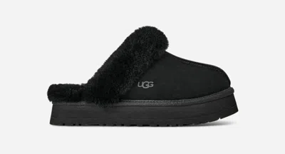 Ugg Disquette Shearling-trimmed Suede Slippers In Black
