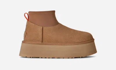 Ugg ® Women's Classic Mini Dipper Suede/neoprene/recycled Materials/polyester Classic Boots In Chestnut In Brown