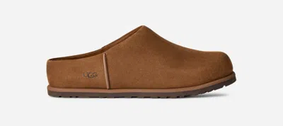 Ugg Suede Slip-on Clogs With Rounded Toe In Brown