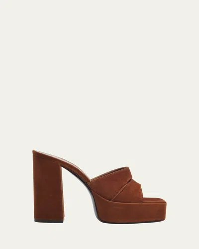 Giuseppe Zanotti 115mm Suede Platform Slide Sandals In Brown