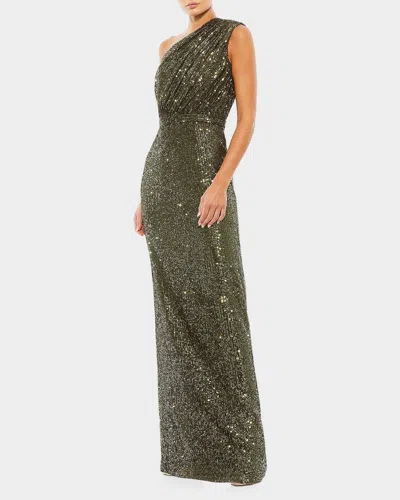 Mac Duggal 26694 Long One Shoulder Formal Prom Gown In Purple
