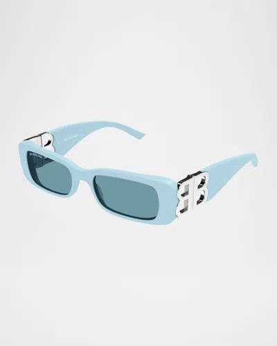 Balenciaga Eyewear Rectangular Frame Sunglasses In Blue