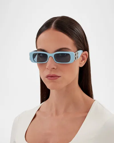 Balenciaga Eyewear Rectangular Frame Sunglasses In Blue