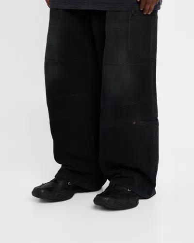 Balenciaga Monday Black Low Top Sneakers With Logo Detail And Embossed Size On The Rear In Leather And Fabric M In Black