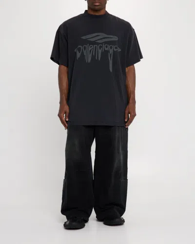 Balenciaga Monday Black Low Top Sneakers With Logo Detail And Embossed Size On The Rear In Leather And Fabric M In Black
