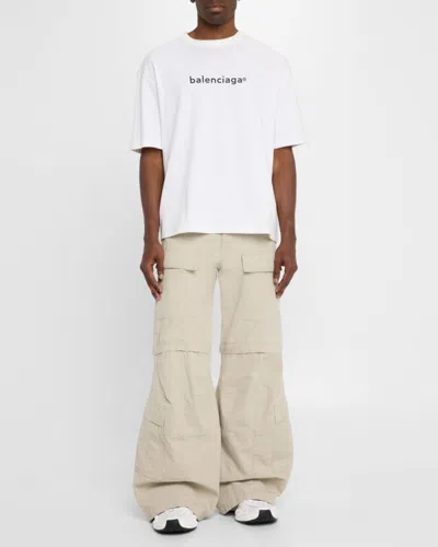 Balenciaga Monday White Low Top Sneakers With Logo Detail And Embossed Size On The Rear In Leather And Fabric M In White