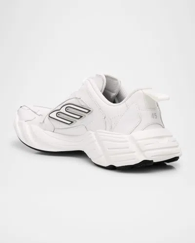 Balenciaga Monday White Low Top Sneakers With Logo Detail And Embossed Size On The Rear In Leather And Fabric M In White