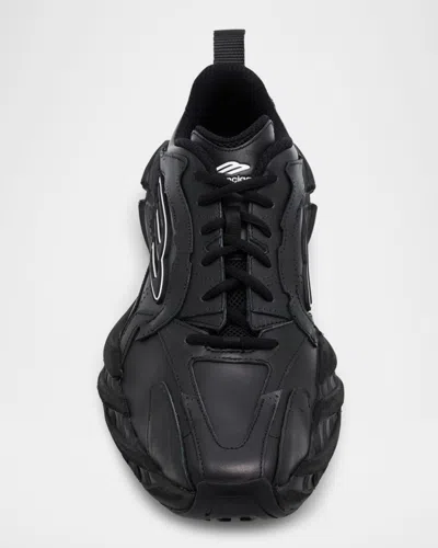Balenciaga Monday Black Low Top Sneakers With Logo Detail And Embossed Size On The Rear In Leather And Fabric M In Black