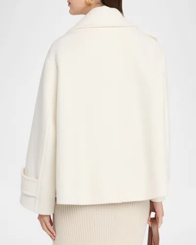 Chloé Oversized Wool Blend Peacoat Chin Strap Collar In Neutral