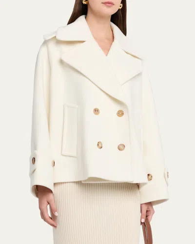 Chloé Oversized Wool Blend Peacoat Chin Strap Collar In Neutral