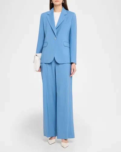 Weekend Max Mara Single-button Stretch Wool Jacket In Blue