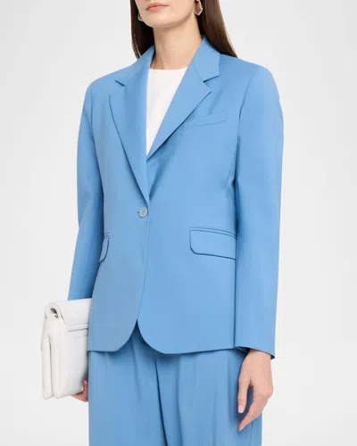 Weekend Max Mara Single-button Stretch Wool Jacket In Blue