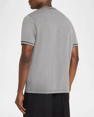 Bugatchi Men & Apos;s Micro-check Jersey Performance T-shirt In Gray