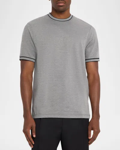 Bugatchi Men & Apos;s Micro-check Jersey Performance T-shirt In Gray