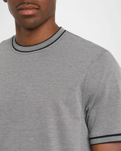 Bugatchi Men & Apos;s Micro-check Jersey Performance T-shirt In Gray