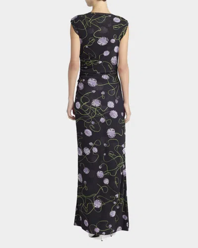 Stella Mccartney Twisted Floral Mesh Body-con Midi Dress In Black