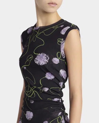 Stella Mccartney Twisted Floral Mesh Body-con Midi Dress In Black