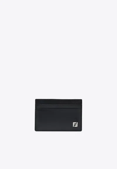Fendi Squared Ff Logo Compact Card Holder In Black