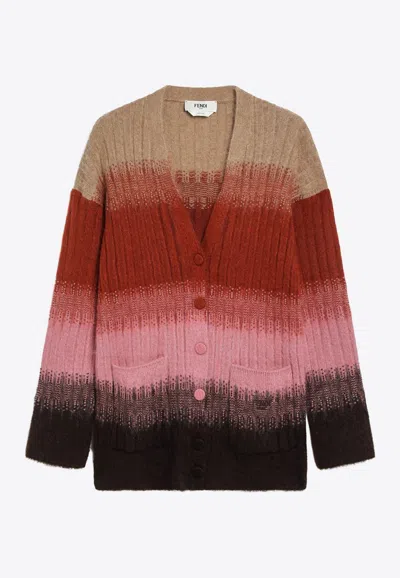 Fendi Gradient Mohair And Wool Oversized Cardigan Clothing In Multi