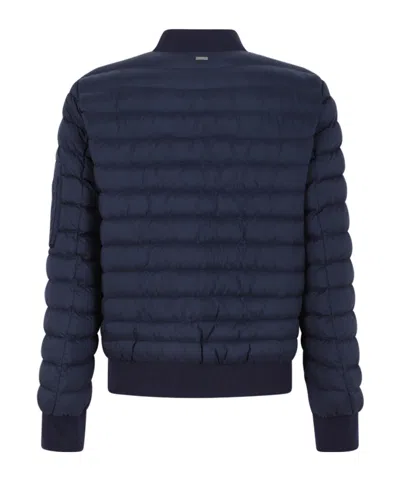 Herno Quilted Bomber Down Jacket In Blue