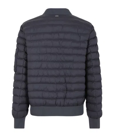 Herno Quilted Bomber Down Jacket In Blue