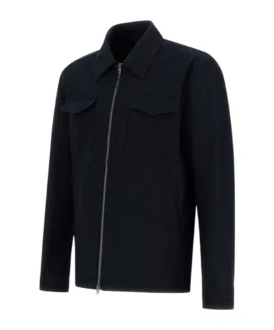 Herno Shacket In 3 Layers Denim Effect In Black