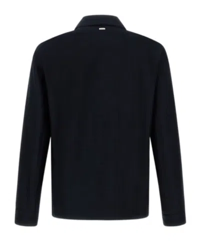 Herno Shacket In 3 Layers Denim Effect In Black