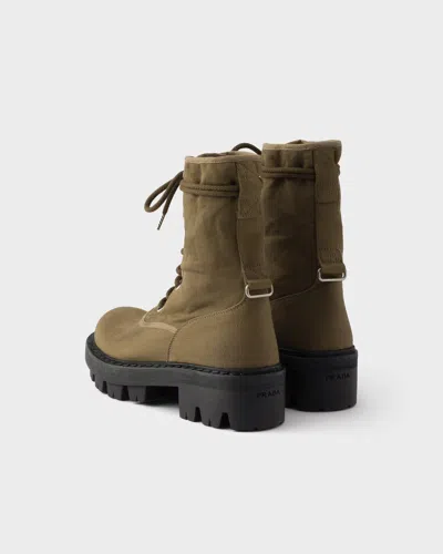 Prada Canvas Ankle Boots Chunky Sole Eyelets In Green