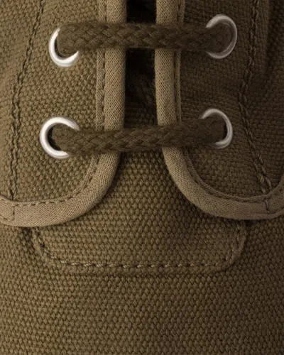 Prada Canvas Ankle Boots Chunky Sole Eyelets In Green