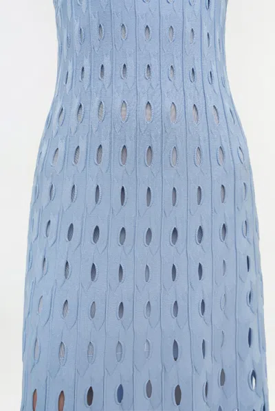 Simkhai Christina Knit Twist-front Midi Dress In Blue